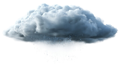 A dark storm cloud releasing rain isolated on transparent background