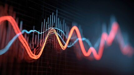 Profit graph showing abstract financial statistics and market growth