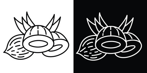 Fresh Coconut Tropical Delight, Line Art Illustration