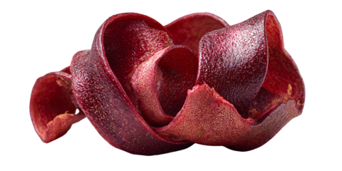 Exotic burgundy flower with curled petals on black background Closeup of a vibrant tropical bloom showcasing unique texture and color