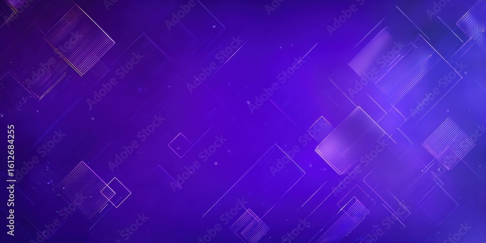 Poster abstract digital background with glowing squares and lines in deep purple and blue for technology an
