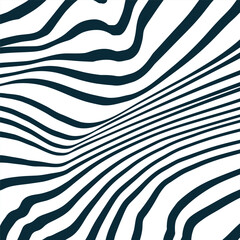 Abstract square background with billowy stripes. Optical illusion of distorted streaks. Dynamic, hypnotic, striped backdrop.Vector illustration