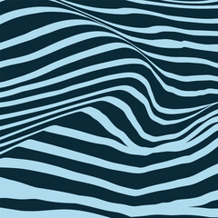 Abstract square background with distorted streaks. Optical illusion of curving stripes.  Billowy ripples, relief background. Vector illustration