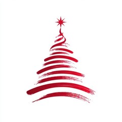 Artistic representation of a red Christmas tree with a star on top, symbolizing holiday cheer and festive spirit during winter celebrations