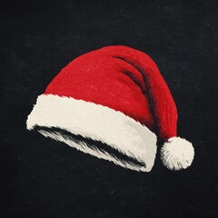 Red and white festive hat with fluffy pom-pom perfect for holiday celebrations and winter festivities