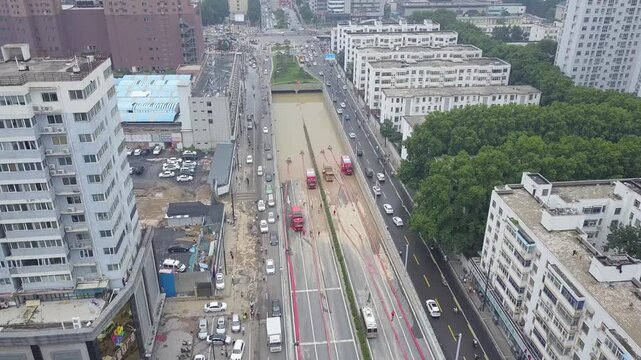 Tunnel culvert drainage process in Zhengzhou Henan Province during heavy rainfall