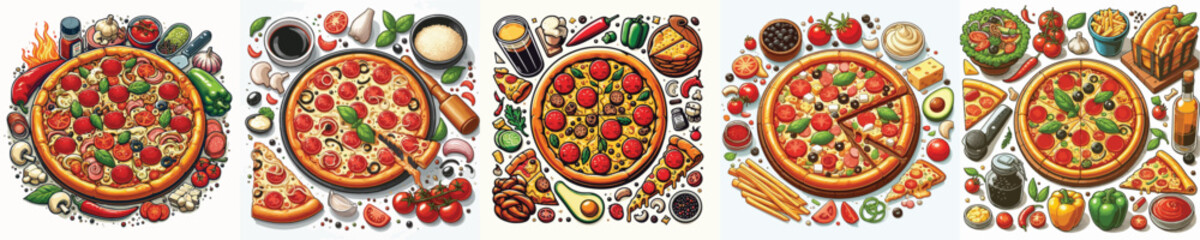 vector image of pizza food on a white background