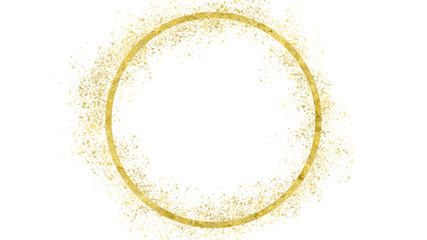 Abstract Glittering Golden Circle Grainy Border Frame Decoration Element
