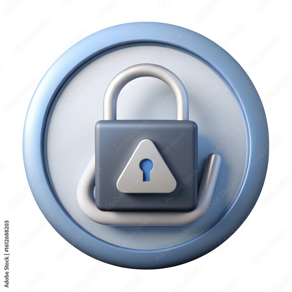 Aufkleber 3d rendered padlock icon in a circular frame isolated on transparent background