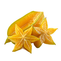 A vibrant display of ripe and juicy starfruit isolated on transparent background