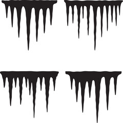 Frozen icicles set in flat black silhouette vector design illustration perfect for winter bundle artwork
