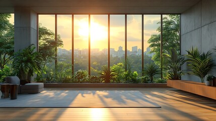 Modern interior with city view beauty