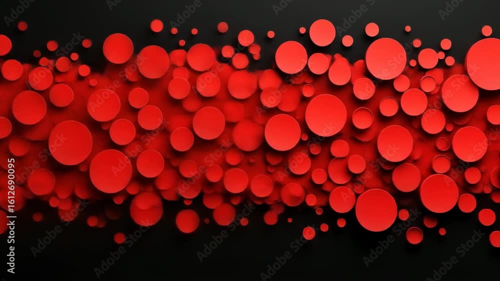 Aufkleber dynamic red circle cascade on black backdrop: abstract 3d rendering for modern design, visuals