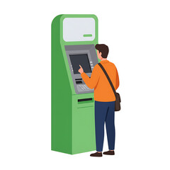 Man Using an ATM Machine for Financial Transactions