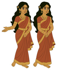 Elegant Traditional Indian Woman Character