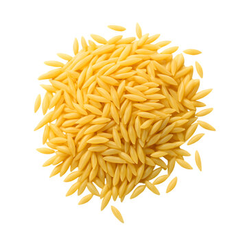 A pile of uncooked orzo pasta on a black background