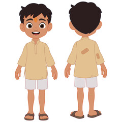 Happy Rural Indian Village Boy Character