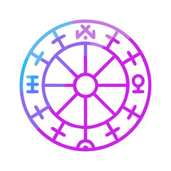 Fototapeta premium Zodiac wheel and gradient astrology zodiac wheel with symbols