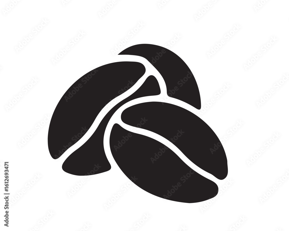 Poster a graphic depiction of three coffee beans arranged in a circular pattern on a white background