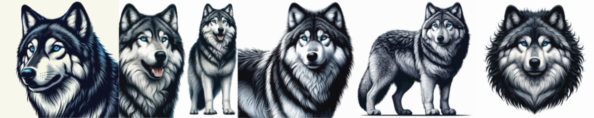 Fototapeta premium vector image of a wolf with a white background