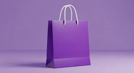 Purple shopping bag with white handles paper bag gift bag