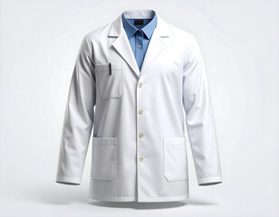 Blank White Medical Lab Coat Mockup on Transparent Background