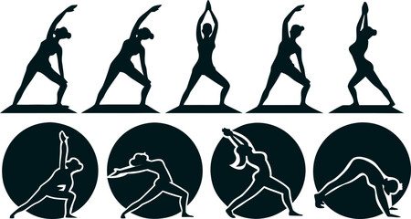 silhouettes of women doing YOGA