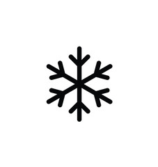 A simple, black snowflake icon, a symbol of winter and cold.