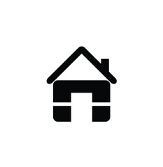 Simple black silhouette of a house icon, displaying a basic home design.