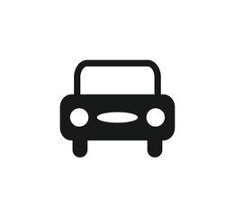 Simple black silhouette of a front-facing car, outlined icon.