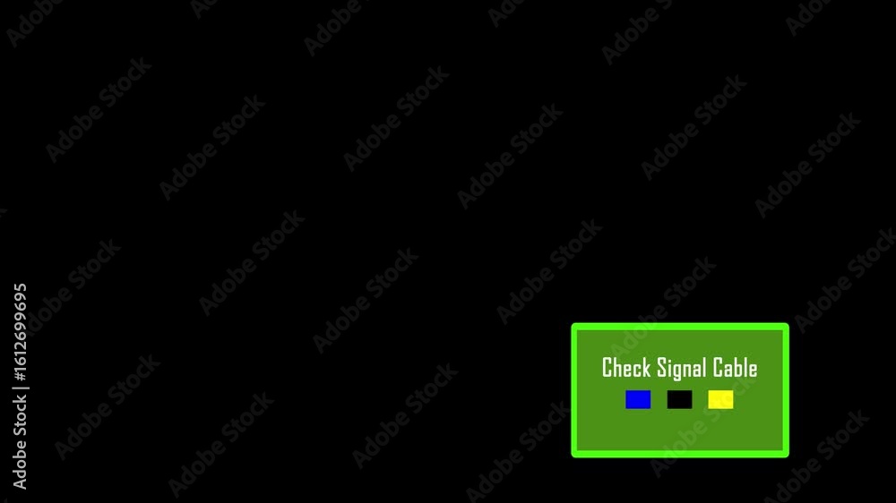 Poster check signal cable text moving animation. tv noise animation.