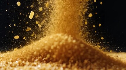 Golden granules cascading onto a pile - Powered by Adobe