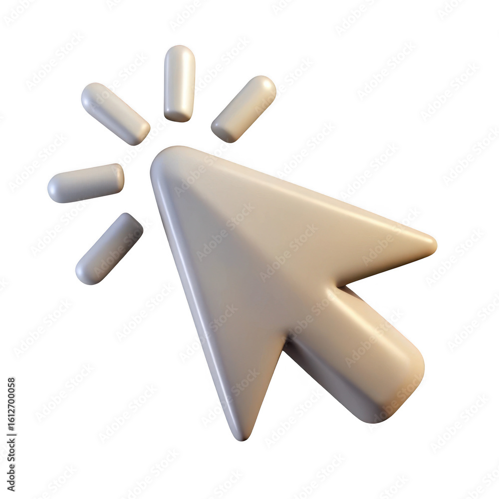 Poster 3d rendered beige cursor with glowing effect isolated on transparent background