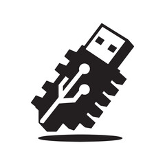 flash drive vector silhouette clip art logo design illustration
