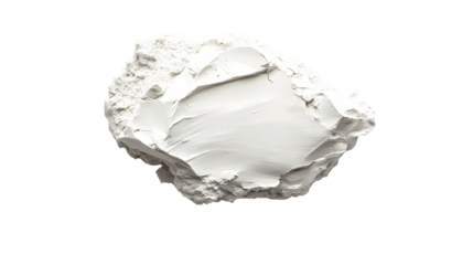 A close up of a pile of white powder with cracks isolated on white background