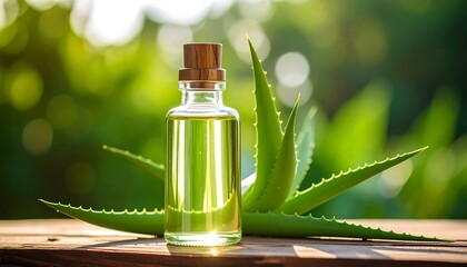 Aloe vera oil in a small glass bottle