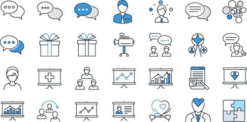Collection of Business and Medical Line Icons