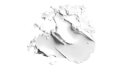 A close up of a pile of white powder with cracks isolated on white background