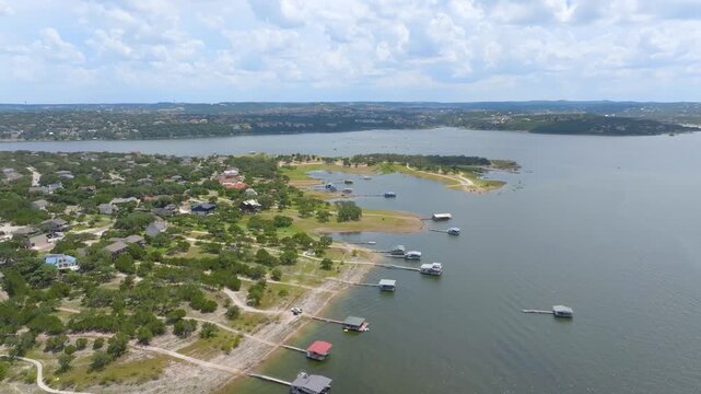 Lake Travis Waterfront Homes and Boats from Above