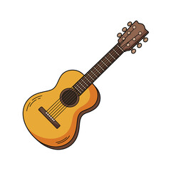 Naklejka premium Acoustic guitar with a warm wooden finish and black detailing