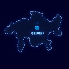 I Love Grisons Text With Swiss Grisons Canton Outline Map 
