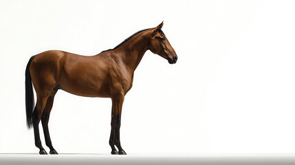 Obraz premium Majestic bay horse standing gracefully, embodying elegance and strength in minimalist beauty