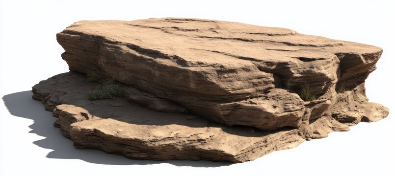 A large, layered rock formation.