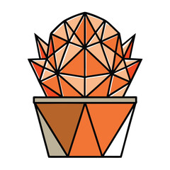 Geometric orange cactus in a modern planter with sharp edges