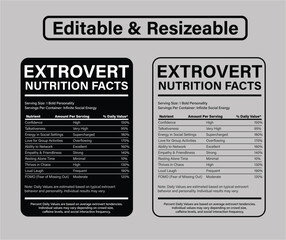Extrovert Nutrition Facts Label &ndash; Fun Personality Traits Poster Design