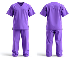 Purple Nurse Uniform Mockup Front and Back View