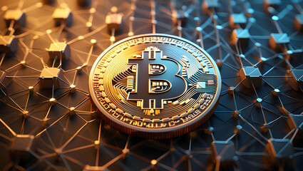 Cryptocurrency coins on a dollar bills. Crypto exchange trading concept. Gold dollar coin on black: a symbol of finance, wealth, and global economy