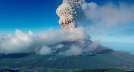 Fototapeta premium Volcanic eruption with ash plume 
