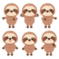 指さしをするナマケモノのキャラクターイラストセット