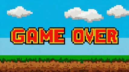 Arcade Nostalgia: 8-Bit Animated Game Over Scene with Controller